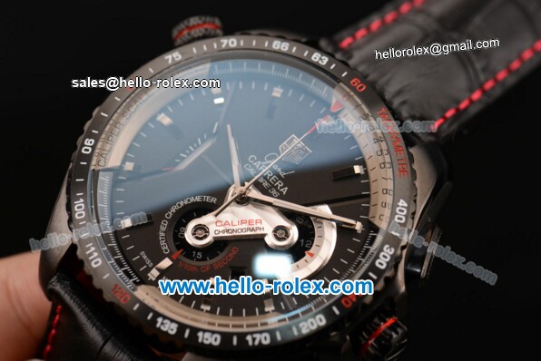 Tag Heuer Grand Carrera Calibre 36 RS Caliper Chrono Miyota OS20 Quartz PVD Case with Black Leather Strap Red Second Hand and Black Dial - 7750 Coating - Click Image to Close